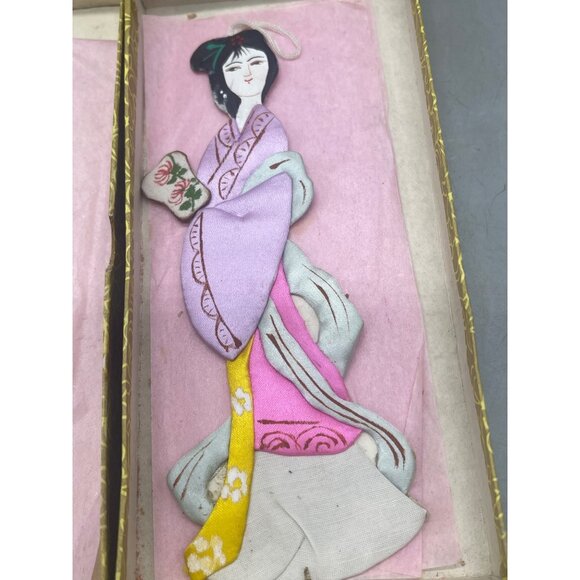 Vintage ornaments 2 Silk Chinese Ladies Lillian Vernon 6603 box layered 6" READ - Picture 4 of 7